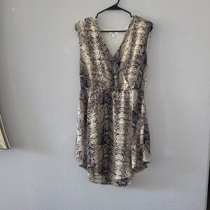 Bar III High Low Snake Print Dress - Black and Cream